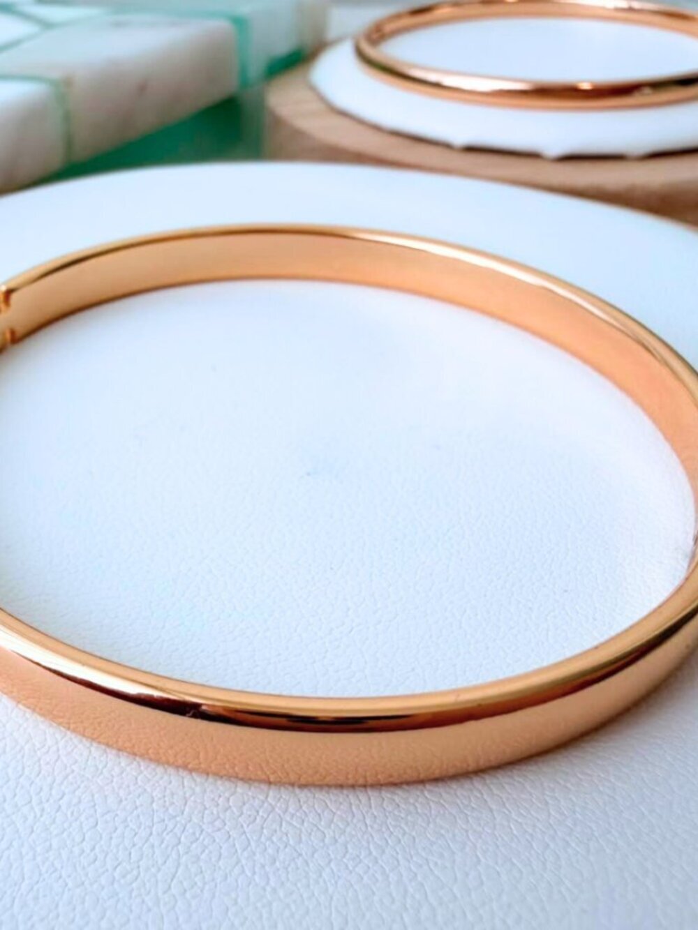 Classic Plain Hinged Bangle Bracelet – Rose Gold Plated | Sleek Minimalist - Picture 2 of 6